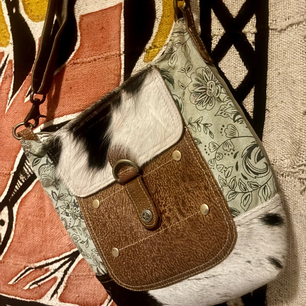 Myra Bag Brown and Black Floral Shoulder Bag